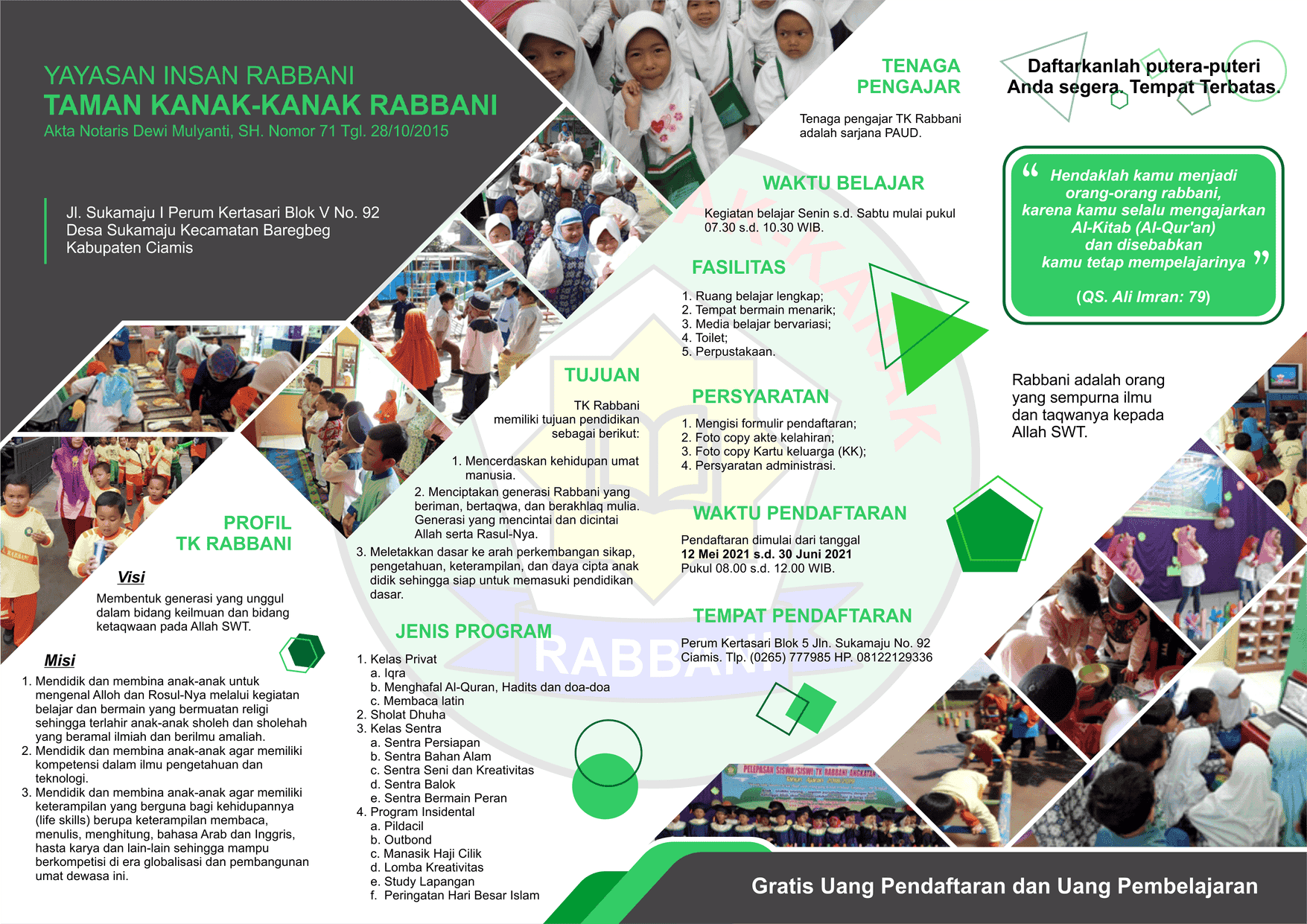Brosur Pendaftaran TK Rabbani
